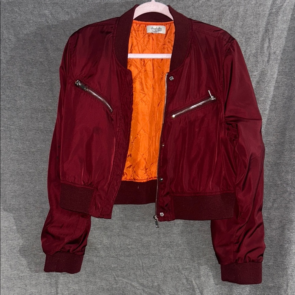 Stylish Burgundy Bomber Jacket